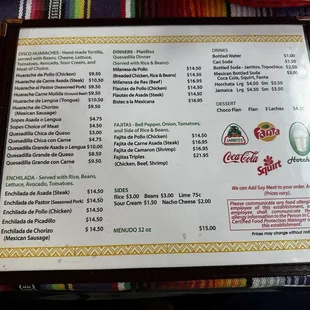 menu