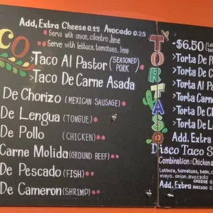 Menu board