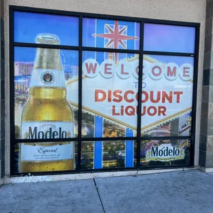 a sign for a liquor store