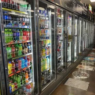 a refrigerated refrigerator in a grocery store