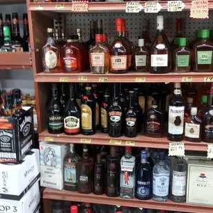 a variety of liquors