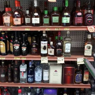 a variety of liquors
