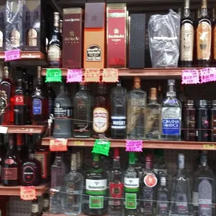 a variety of liquors