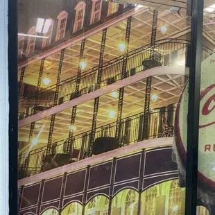 a view of a building through a window