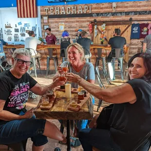 Tour guests enjoying a beer tasting at Old West Brewing Company.