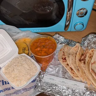 Butter chicken (rice included) and BOGO naan