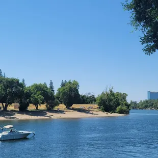 View of the two river confluence.  Sacramento/American rivers join.