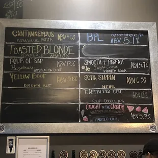 a menu on a blackboard