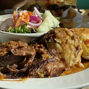 Pot roast with mashed potatoes and side salad!