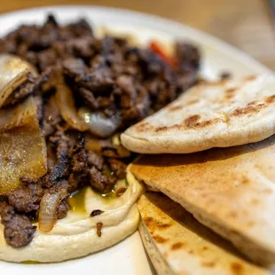 Shawarma Hummus w/ Beef ($14)