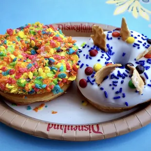 Fruity Pebble and Clown Donut.