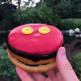 Mickey Donut filled with Chocolate Cream $6.50