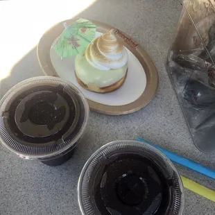 Grape soda slushy and pineapple dole whip donut