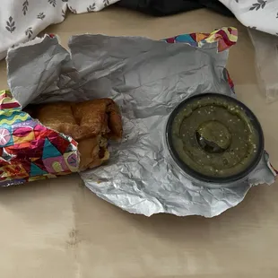 Breakfast Chimichanga. Get the salsa