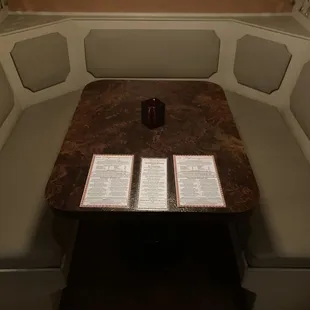 YELP Elite "Review" (in his original review) Claimed that our "upholstery is covered with stains and cigarette burns"  This is Booth #2