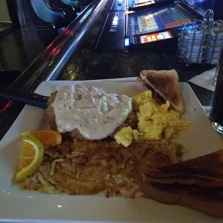 Country Fried Steak And Eggs*