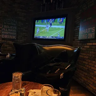 a television in the background