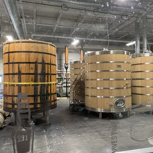 View from the bathroom hallway. Kinda cool to have all the windows in which to see the cats and barrels.