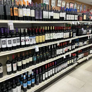 shelves of wine in a liquor store