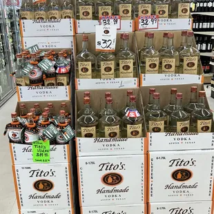 a display of bottles of alcohol