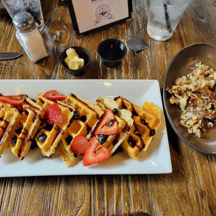 Waffles &amp; Berries with a side of hashbrowns