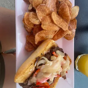 Philly cheese steak with chips