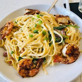 Pancetta Shrimp Carbonara Lunch