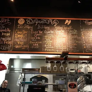 Chalk board menu inside