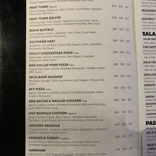 Menu as of 1/16/18