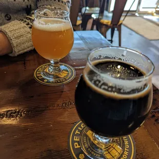 I love stouts, he loves IPAs. Prost