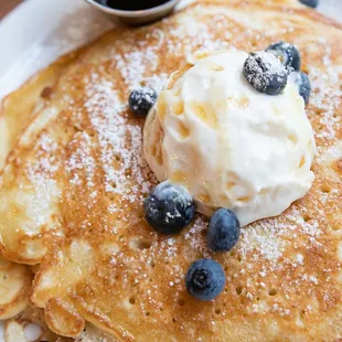 LEMON-BUTTERMILK RICOTTA PANCAKES

fresh blueberries * whipped ricotta * warm maple syrup