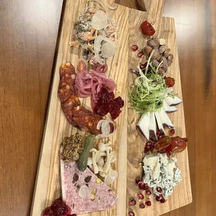 a platter of meats and cheeses
