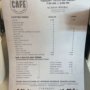 Menu from 9/2023 not sure if it has been updated