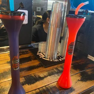 two drinks on a bar counter