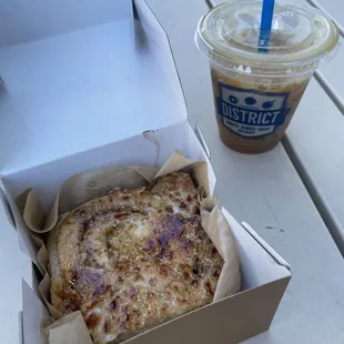 Cinnamon Bun ($4.75) &amp; Vietnamese Iced Coffee - 12oz ($4.60)
