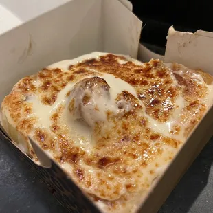 Bruleed Cinnamon Roll, would be much better if they served it warm instead of room temperature