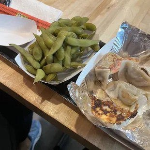 Beef bulgogi dumplings with edimame!! This is DELICIOUS!!