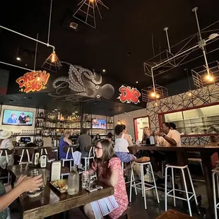 people eating and drinking