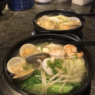 Seafood Noodle Soup In Clay Pot