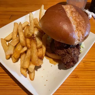 Chicken sandwich and fries