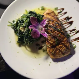 Atlantic salmon with sauté spinach