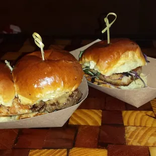 Pork sliders and hamburger slider
