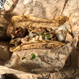 Corn tortilla. I have never seen a more thick and dry tortilla than this.