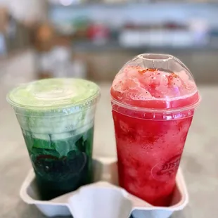 Green Thai Milk Tea; Watermelonada