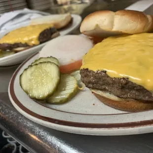 cheeseburger and pickles