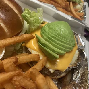 a burger and french fries