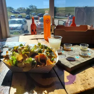 Tater nachos with a wine flight or two.