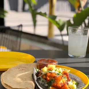 Quesadilla and cauliflower taco