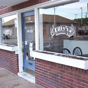 the reflection of the store window