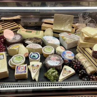 Cheeses in the deli case